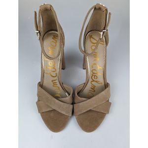 Sam Edelman Womens Yancy Beige Suede Open Toe Ankle Strap Heels Sandals Size 8.5